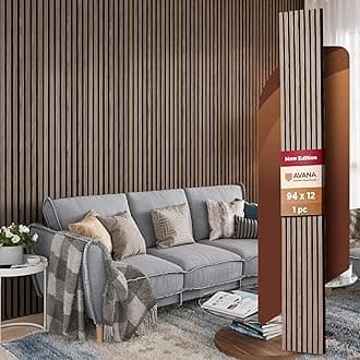 Avana Modern Acoustic Wood Wall Panels – 94.4 X 12.6 Inch Walnut Acoustic Panels 1 PC – Wall Panels For Interior Wall Decor For Homes, Offices, Studios – Sturdy And Durable Wood Panels For Wall