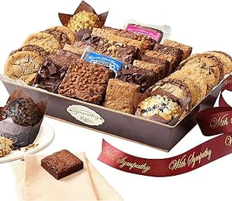 Broadway Basketeers Sympathy Gift Basket – Premium Gourmet Cookies, Sweets & Savory Snack Assortment – Condolence & Bereavement Gift Basket for Families, Friends, and Loved Ones, Kosher