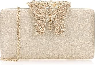 Dexmay Rhinestone Clutch Bag with Crystal Butterfly Clasp Women Evening Handbag Formal Party Purse