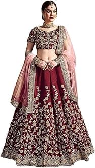 STELLACOUTUREindian ready to wear silk flared bridal lehenga choli for women with stitched blouse and dupatta (8079-U)