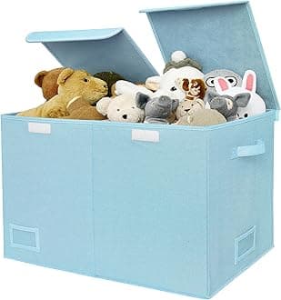 GRANNY SAYSToy Chest with Lids, Foldable Toy Storage Organizer with Handles, Stuffed Animal Storage for Nursery Room Playroom, Living Room, Large Toy Box for Boys and Girls, Light Blue