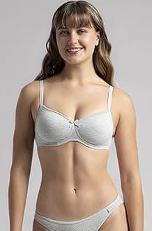 FE23 Women's Wirefree Padded Super Combed Cotton Elastane Stretch Medium Coverage Multiway Styling T-Shirt Bra with Detachable Straps