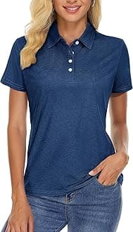 TACVASEN Polo Shirts for Women Short Sleeve Golf Shirts 4-Button Quick Dry Workout Tops Collared for Work Running Tennis