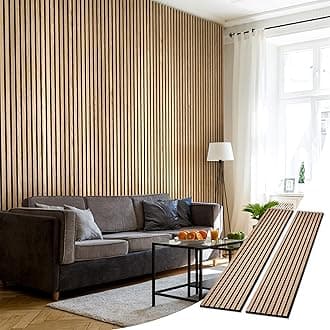 WVH Slatpanel Oak – Acoustic 3D Textured Wood Panels for Walls & Ceilings | Decorative Panels for Homes, Offices & Studios | 2 x-94.49” x 12.6” | Real wood veneer, MDF, Felt