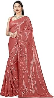 FlorelyWomen's Pure Georgette sequence saree with unstiched blouse piece(Free size)
