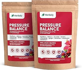Herbaly Heart Functional Tea - 9 Superherbs - Natural, Organic, Non-GMO, Caffeine-Free, Sugar Free - 2 Pack, 60 Pyramid Tea Bags