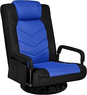 Yaheetech Floor Gaming Chair Swivel Video Game Chair Multipurpose Lazy Lounger Couch for Playing Games, TV, Reading with 6 Adjustable Position, Side Pocket, Armrest Handles