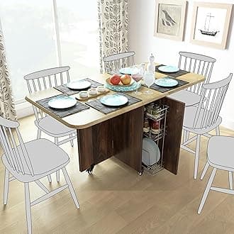 Studio Kook ABBA Engineered Wood 6 Seater Folding Dining Table, Delivered Preassembled (Junglewood, Matte Finish. Without Chairs)