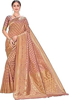 Women's Woven Pure Soft Kanjivaram Silk Saree Banarasi Style With Blouse Piece for Wedding