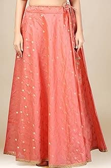 Women's Polyester Readymade Chanderi Silk Long Skirt Lahenga