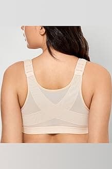 DELIMIRA Women's Full Coverage Front Closure Wire Free Back Support Posture Bra