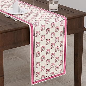 BLOCKS OF INDIA Hand Block Printed Cotton Table Runner for Center/Dining Table (13 x 72 Inches) (Maroon & Peach Auto)