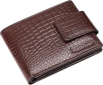 Leather Men's Wallet (HF581V), Croc Brown, Minimalist