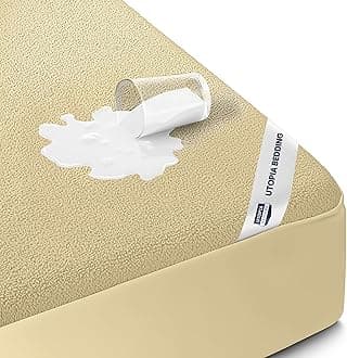 Utopia Bedding Waterproof Mattress Protector Twin XL, Premium Terry Mattress Cover 200 GSM, Breathable, Fitted Style with Stretchable Pockets (Beige)