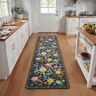 GENIMO Kitchen Mats for Floor, Cushioned Kitchen Rugs Non Slip Washable, Anti Fatigue Mat Waterproof, Comfort Standing Mat Rug for Office, Home, Sink, Laundry, 17.3"x70", Black
