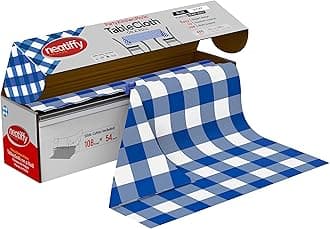 Neatiffy Disposable Plastic Table Cloth Roll | 54 in x 108 Ft Waterproof Tablecloth | Table Cover for Rectangle, Square, Round Oval Tables | Picnic, Party, Banquet, Birthdays, Weddings, BlueCheckered