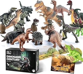 Dinosaur Toys - 20 Packs Realistic Dinosaur Figures Plastic Play Set with Book, Educational Toy for boys age 3 4 5 6 7 8 with Baby Dino Eggs, Birthday Party Gift for Kids and Girls