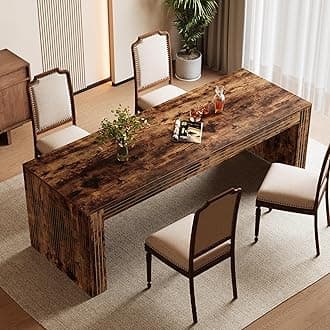 Tribesigns 78.7-inch Large Dining Table for 6-8, Rectangular Kitchen Table with Heavy Duty Pedestal, Modern Wood Dinner Table for Kitchen, Dining Room, Living Room, Vintage Brown