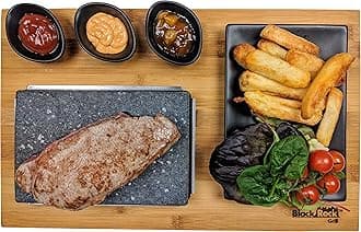 Steak on a Stone Grill Set, Sizzling Lava Stone Cooking Set