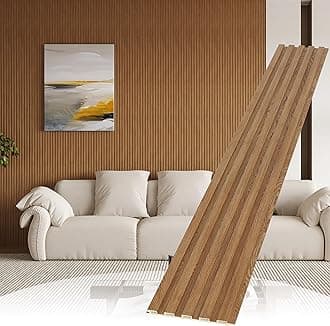 WPC Slat Wall Paneling,8-Pack 3D WPC Wood Wall Panels,Acoustic Wall Panels for Interior Wall Decor,Living Room,Bedroom,Golden Oak,95 x 6 in