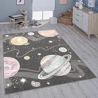 Paco Home Children's Rug Child's Room Girls Boys Various Motifs And Sizes, Size:Ø 200 cm round, Colour:Anthracite