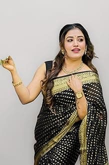 SIRIL Women's Soft Banarasi Silk Jacquard Saree with Unstitched Blouse Piece