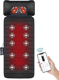 COMFIER Full Body Massage Mat with Heat & Vibration - 10 Motors, App Control, Movable Shiatsu Neck Pillow & 4 Heating Pads for Neck, Shoulders, Back, Black