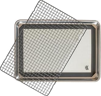 Naturals Half Sheet Pan, Deluxe Silicone Liner and Cooling Rack, Cookie or Roasting Bakers Set