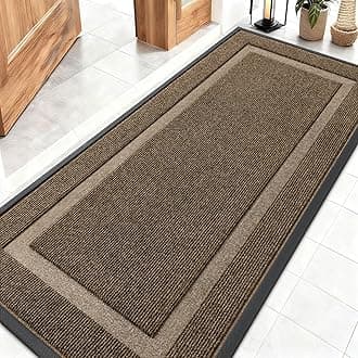 OLANLY Front Door Mat Indoor Outdoor Entrance, Waterproof All-Season, All-Weather Doormat, Sturdy Natural Rubber, Fade Resistant, Low Profile, Easy Clean Patio Porch Entryway Mat, 59x24, Brown