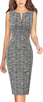 VFSHOW Womens Elegant Slim Front Zipper up Work Business Office Party Sheath Dress