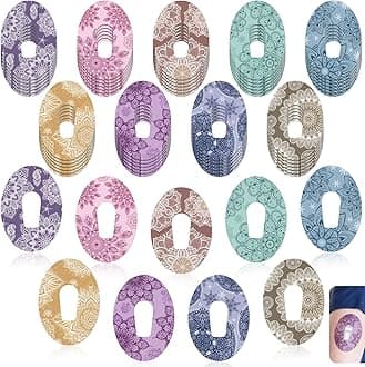 TrelaCo 36 Pcs Adhesive Patches Compatible with G6 Waterproof Overpatches Breathable Colorful Mandala Floral Pre Cut Cover Patches Tape for Continuous Glucose Monitor Protection