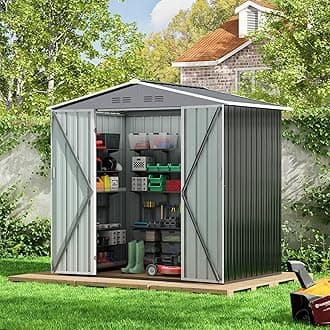 JAXPETY 6x4 FT Storage Shed, Heavy Metal Shed Large Sheds & Outdoor Storage Garden Sheds Tool Outdoor Storage Shed with Lockable Door Air Vent for Backyard, Patio, Lawn