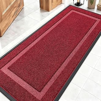 OLANLY Front Door Mat Indoor Outdoor Entrance, Waterproof All-Season, All-Weather Doormat, Sturdy Natural Rubber, Fade Resistant, Low Profile, Easy Clean Patio Porch Entryway Mat, 59x20, Wine Red