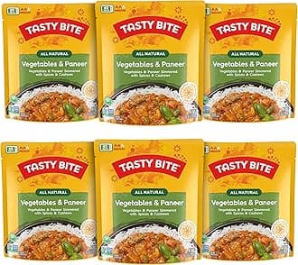 Tasty Bite Indian Vegetables & Paneer, Microwaveable Ready to Eat Entrée, 10 Ounce (Pack of 6)