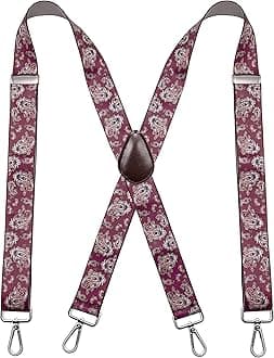 Bioterti Men’s Heavy Duty X- Back 1.4 Inch Suspenders with 4 Snap Hooks