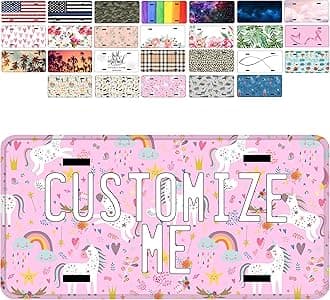 Custom License Plate for Car - Personalized License Plate for Kids Cars | 26 Patterns, 6x3 12x6 Aluminum Novelty License Plates - Add Your Text