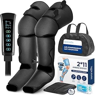 Air Compression Leg Massager, Full Leg Massager with Heat and Compression, Ice Pack, Portable and Adjustable with 6 Modes 3 Vibrations 3 Intensities, 11 Airbags for Thigh Calf Foot Massage