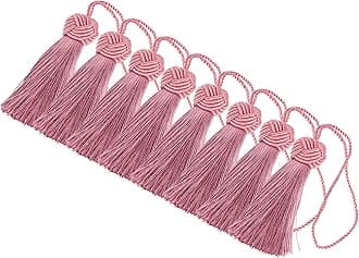 BEL AVENIR 8 Pcs Set Elegant Polyester Key Tassel Colorful Craft Tassels Charms Key Tassel for Christmas Tree DIY Craft Garland Project Wedding Home Party Decorations (Rubber Pink-New)