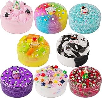 8 x 100ml Textures Slimes Kit for Kids, Slime Variety Pack Different Textures, with Snow Fizz, Butter Slime, Slimes Party Favors for Girls & Boys, Birthday Easter Toy
