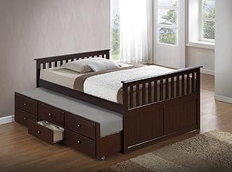 Storkcraft Marco Island Captain's Full Twin Sized with Trundle (Espresso)- Bunk Bed Alternative for Sleepovers, Underbed Storage/Organization