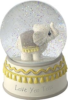 Precious Moments 179303 Love You Tons Resin/Glass Elephant Musical Snow Globe, Gray Chevron
