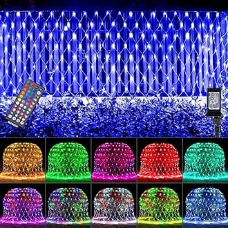 Color Changing 240 LED Christmas Net Lights,14.8ft x 5ft Mesh Fairy String Lights with Remote, Connectable Plug in Waterproof RGB Mesh Lights for Outdoor,Xmas Tree,Garden,Bushes Decorations