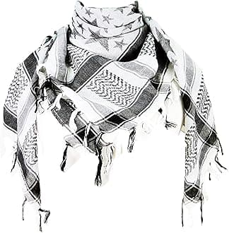 Premium Star Pattern Shemagh Head Neck Scarf - Black/White