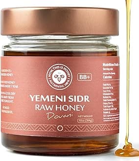 Raw Yemeni Sidr Honey BB+ Grade | Glass Jar | Unpasteurized, Unfiltered & Unheated | Authentic Monofloral Do’ani Sidr Honey from Sidr (Jujube Ziziphus) Trees | 100% Pure & Natural | 10oz / 284g