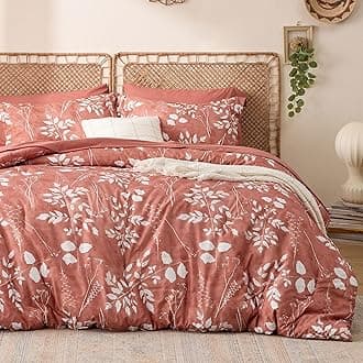Bedsure Dusty Pink Twin Comforter Set - 5 Pieces Floral Bedding Sets, Twin Bed in a Bag with Reversible Botanical Flowers Comforter, Sheets, Pillowcase & Sham