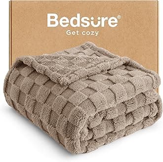 Bedsure GentleSoft Light Brown Throw Blanket for Couch - Checkered Fleece Blankets Gifts for Kids Girls, Cute Soft Cozy Throw for Bedroom Home Decor Gifts, 50x60 Inches