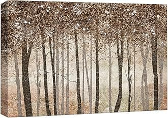 wall26 Canvas Print Wall Art Rustic Brown Autumn Fall Forest Tree Landscape Nature Wilderness Illustrations Modern Art Farmhouse/Country for Living Room, Bedroom, Office - 16"x24"