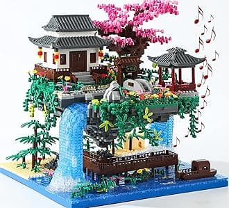 Yushinv Cherry Blossom Tree Building Set with Gift Box, Original Music Cherry Blossom Tree House(Type :Symphony), Japanese Sakura Tree House Lights Building Kit3320 Pcs, Cherry Bonsai Building Set.