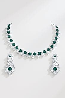 Atasi International Crystal Necklace Jewellery Set with Earrings for Women and Girls| Stylish Accessory for Parties, Weddings, and Festivals | Ideal Gift for Special Occasions