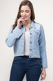 FUNDAY FASHION Womens Denim Standard Length Full Sleeve Solid Jacket